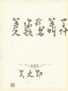 等你我等了那么久歌名叫什么?