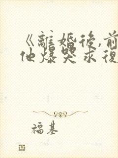 《离婚后,前夫他爆哭求复合》小说