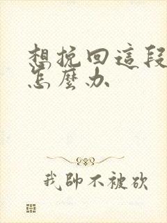 想挽回这段婚姻怎么办