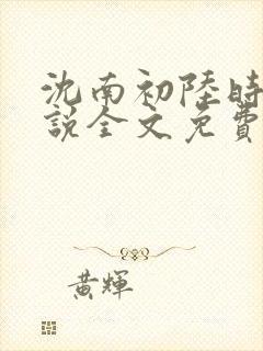 沈南初陆时砚小说全文免费阅读