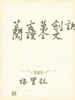 荒古万剑诀在线阅读全文封面