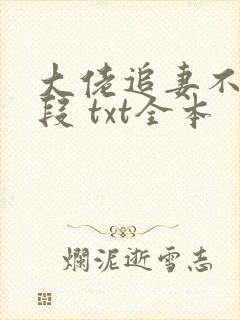 大佬追妻不择手段 txt全本