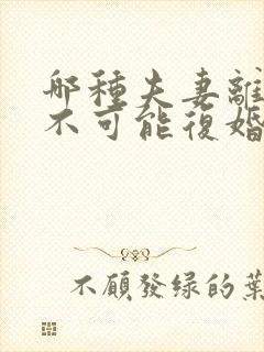 哪种夫妻离婚了不可能复婚的封面