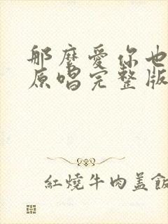 那么爱你也没用原唱完整版封面