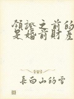 领证之前的钱都是婚前财产吗