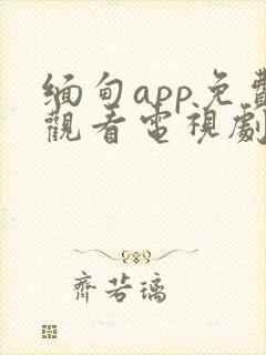 缅甸app免费观看电视剧推荐