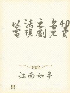 以法之名40集电视剧免费观看谍战网封面