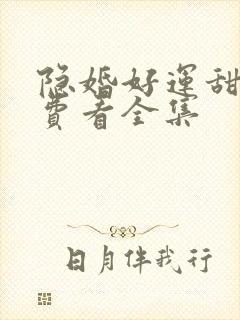 隐婚好运甜妻免费看全集封面