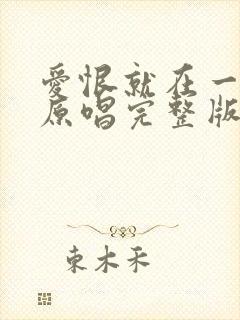 爱恨就在一瞬间原唱完整版封面