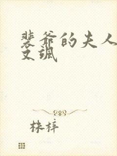 裴爷的夫人又撩又飒