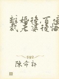 离婚后,百亿总裁老婆后悔了小说