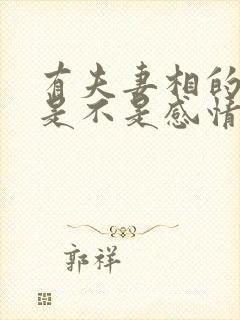 有夫妻相的夫妻是不是感情都很好