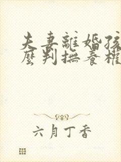 夫妻离婚孩子怎么判抚养权