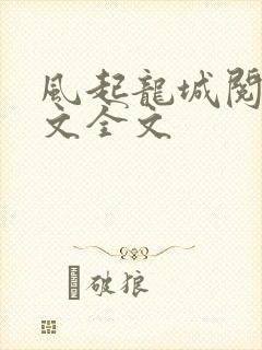 风起龙城阅读全文全文