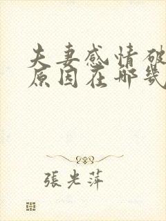 夫妻感情破裂的原因在哪几个方面引起封面