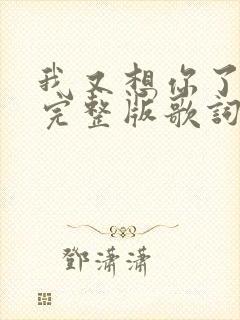 我又想你了原唱完整版歌词封面