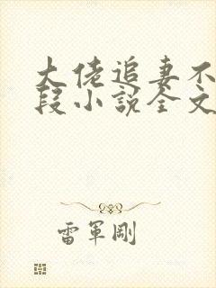 大佬追妻不择手段小说全文阅读