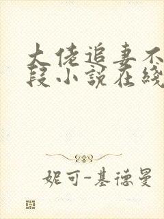 大佬追妻不择手段小说在线收听