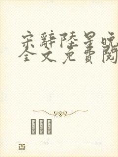 宋辞陆星晚小说全文免费阅读