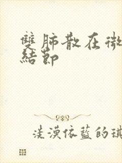 双肺散在微小小结节封面