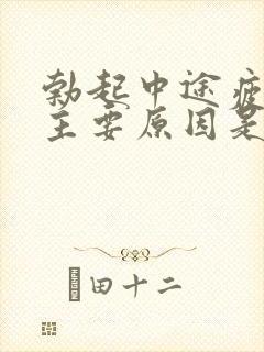 勃起中途疲软的主要原因是