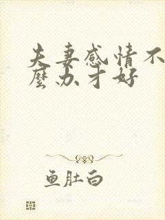 夫妻感情不好怎么办才好