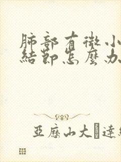 肺部有微小实性结节怎么办