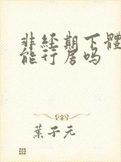 非经期下体出血能行房吗