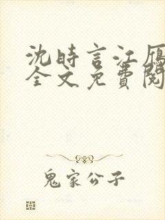 沈时言江雁小说全文免费阅读封面