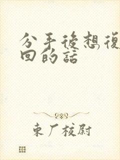 分手后想复合挽回的话封面