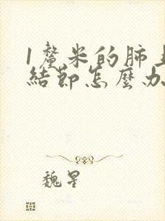 1厘米的肺上小结节怎么办