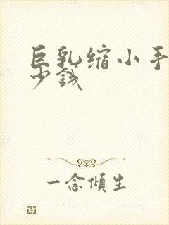 巨乳缩小手术多少钱封面