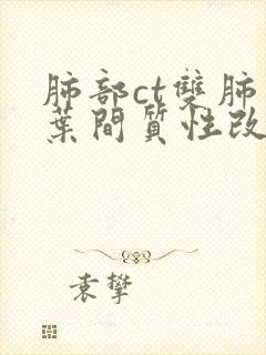 肺部ct双肺下叶间质性改变