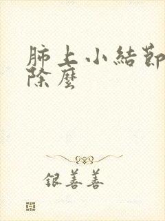 肺上小结节会消除么