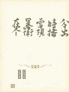 在暴雪时分在哪个卫视播出封面