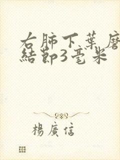 右肺下叶磨玻璃结节3毫米