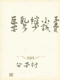 巨乳缩小手术需要多少钱费用封面