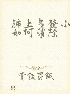 肺上多发小结节如何消除