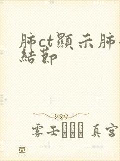 肺ct显示肺微结节