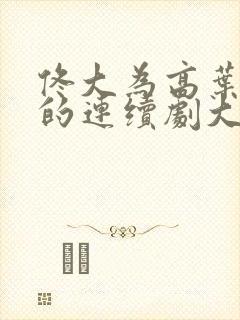 佟大为高叶主演的连续剧大全