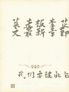 菜老板李芷珊全文最新章节更新内容