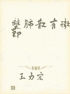 双肺散有微小结节封面