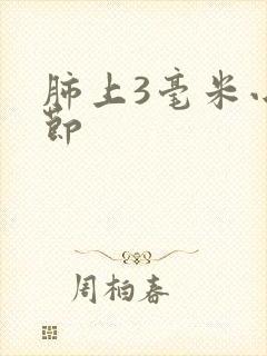 肺上3毫米小结节封面