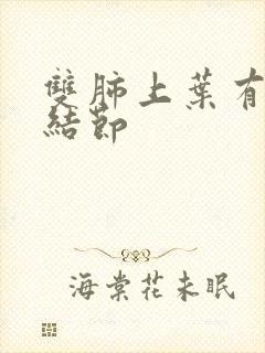 双肺上叶有钙化结节封面