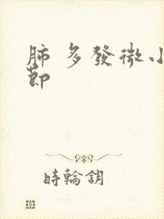 肺 多发微小结节