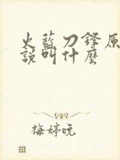 火蓝刀锋原著小说叫什么封面