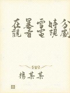 在暴雪时分免费观看电视剧国产剧