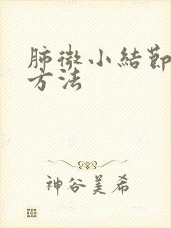 肺微小结节治疗方法封面