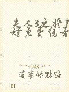 夫人3之将门捉婿免费观看全集高清