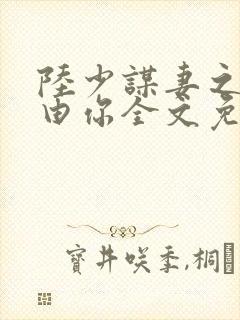 陆少谋妻之婚不由你全文免费阅读封面